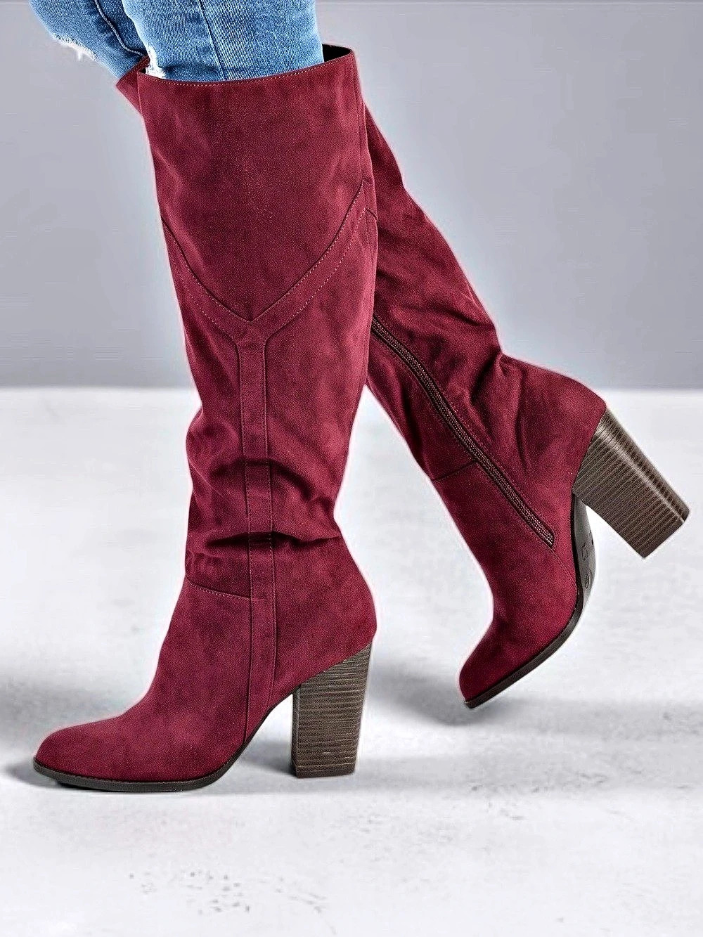 Journee Collection Kyllie Extra Wide Calf Boots in Burgundy US 7.5